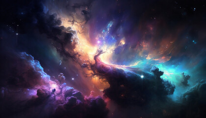 Fototapeta na wymiar Fantasy Nebula Galaxy Universe Background Wallpaper
