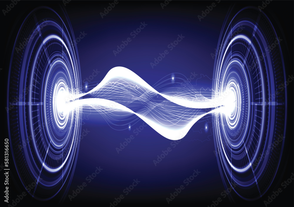 Fototapete abstract circles technology blue background with hi-tech digital ,future technology vision design in