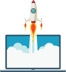 Space rocket launch Startup concept flat style isolated illustration