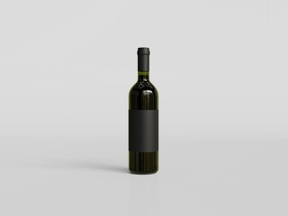 3D rendered glass bottle with blank label