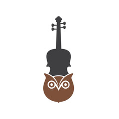 illustration of violin combined with owl, vector art.