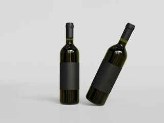 3D rendered glass bottle with blank label