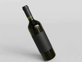 3D rendered glass bottle with blank label
