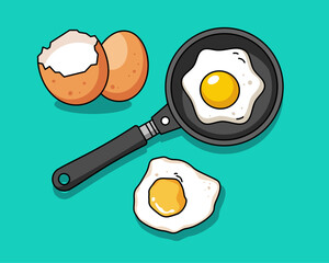 A set of cartoon style illustrations of eggs.