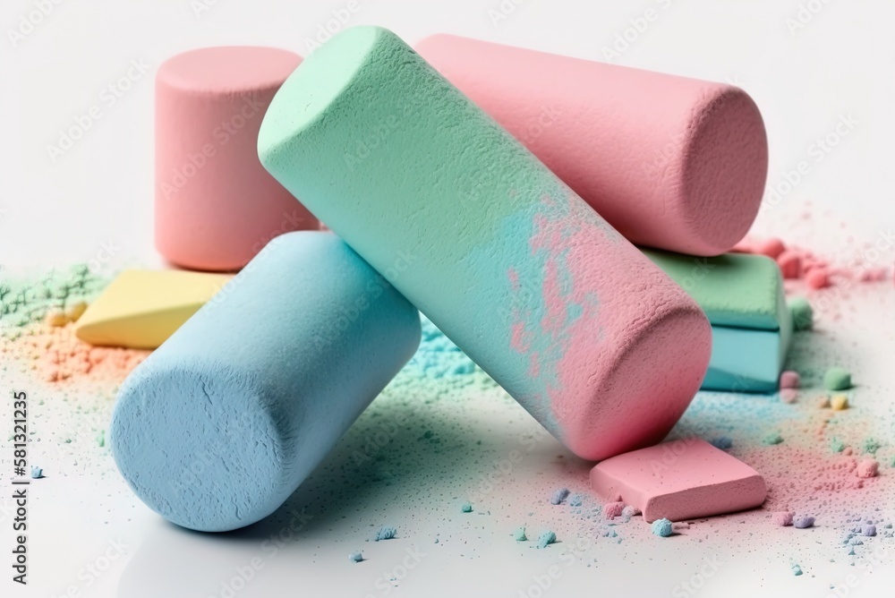 Aufkleber several colored chalks on a white background generative ai