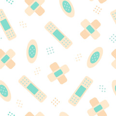 Medical plasters, Seamless pattern. Vector illustration.