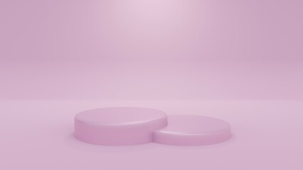 Pink studio background with podium. Scene with platform and stage for cosmetic and jewelry product. Pastel colored render 3D banner.