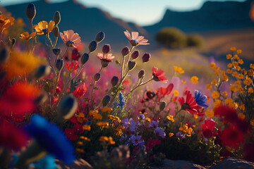 Fototapeta na wymiar a vibrant flower field in full bloom, representing the beauty and abundance of the natural world
