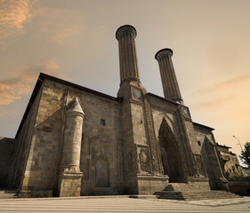 Turkey travel destinations. Twin Minaret Madrasa (Turkish: Çifte Minareli Medrese). Islamic ancient building