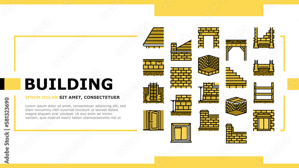 Poster building house structure landing header vector