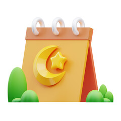 3d render Ramadan calendar icon illustration, suitable for ramadan themes, banner ramadan themes, web, app etc