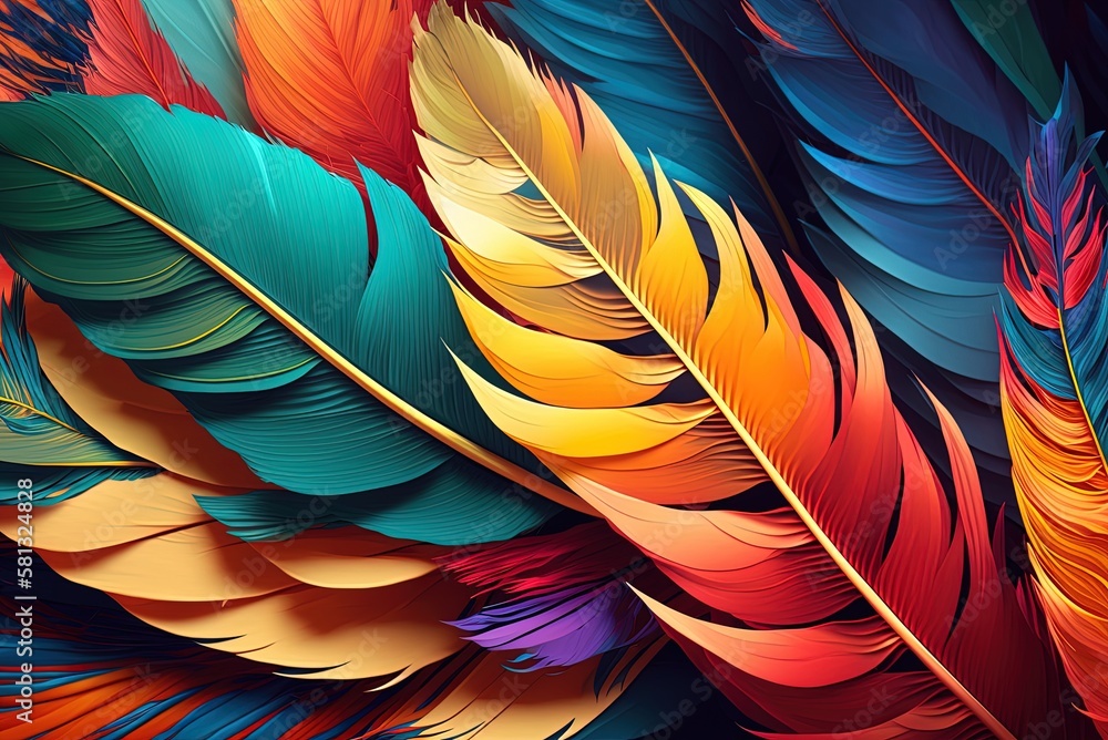Poster close-up of a beautiful backdrop made of feathers. dimensional image generative ai