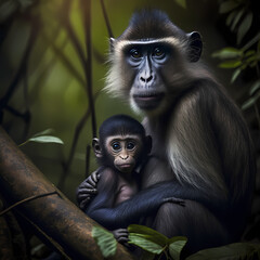 Mangabey Monkey Habitats. Generative AI