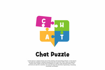 vector chat puzzle logo template