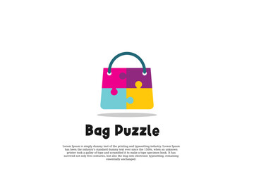 vector bag puzzle logo design template