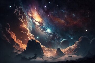 landscape, space and stars | Generative AI |