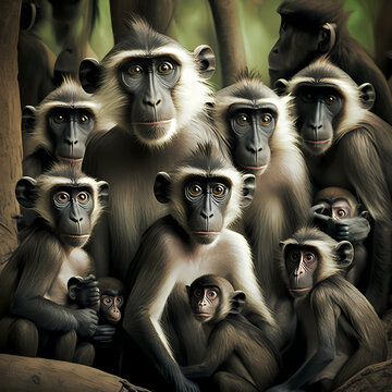 Mangabey Monkey Habitats. Generative AI