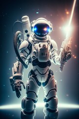 Obraz na płótnie Canvas Astronaut in space suit. Science fiction art. Generative AI