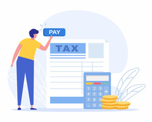 Businessman submit tax by online, concept of online payment.