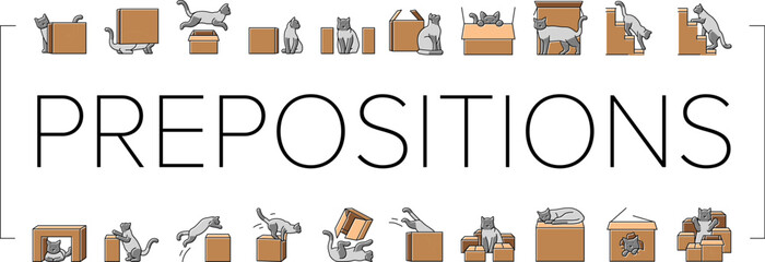 preposition english language icons set vector © vectorwin