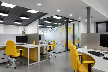 It office with workplaces for employees developers