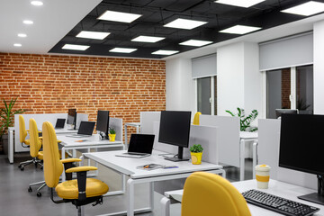 It office with workplaces for employees developers