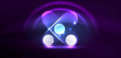 Abstract glowing neon light techno circles background