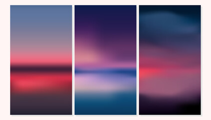 gradient sunset sunrise wallpaper phone vector, set