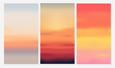 Fototapeta premium gradient sunset sunrise wallpaper phone vector set