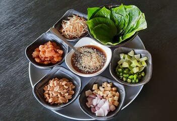 Thai food which the herbals wrapped in leaf