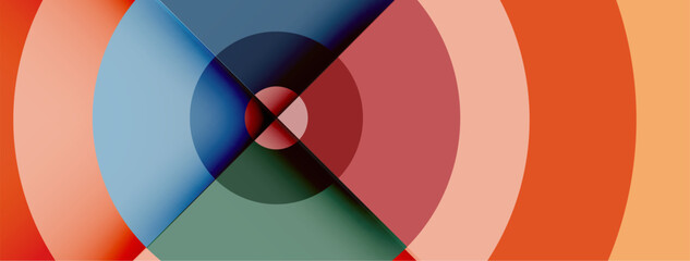 Circles with shadows trendy minimal geometric composition abstract background