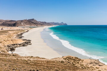 Fototapeta na wymiar coastline near the Blowholes at Al Mughsail Salalah, Sultanate of Oman