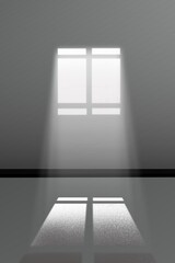 room with window and light shadow, interior illustration