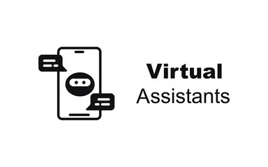 Virtual assistant vector icon illustration with text.
