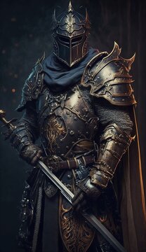 Dark Paladin Holding Big Sword, Generative AI