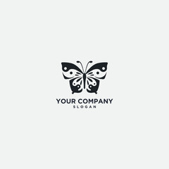 abstract yin yang and butterfly logo feminine