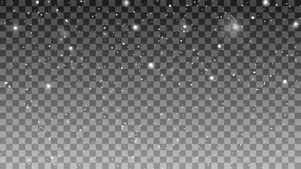 Falling snow on transparent background. Snow falling stock image, Vector design