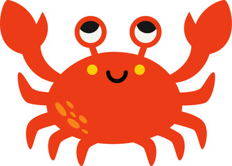 Vector illustration of cartoon red crab isolated on white background.