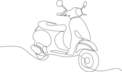 One continuous line drawing of a classic motorcycle, transportation accommodation minimalist concept, public Accommodation, traditional accommodation, simple line, vector illustration.