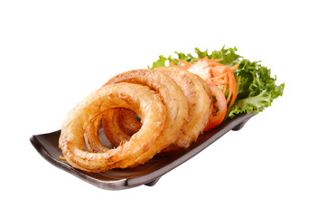 onion rings on a plate on transparent png