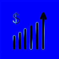 Vector isolated illustration of growing graph. Financial profit. Success.