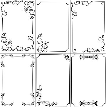 Clipart vintage frames in vector. A collection of frames in the old style of 6 pictures