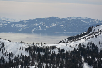 Lake Tahoe as seen from the top of Tamarack Peak near Incline Village, Nevada. Sierra Nevada...