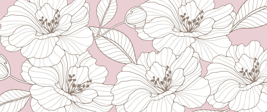 Delicate floral vector illustration with lush white flowers and buds for covers, backgrounds, decor.
