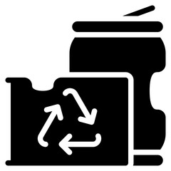 recycle can icon with glyph style and 64 px base. Suitable for website design, logo, app, ui and etc.