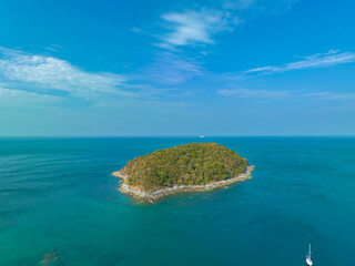 aerial view landscape Amazing place of tourist attractions turquoise sea around Man island. .Man...