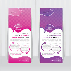 Latest business rollup , banner and display design company, hospital, agency and restaurant with multiple trendy gradient colors vector template.