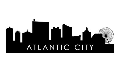 Obraz premium Atlantic city skyline silhouette. Black Arlington city design isolated on white background.
