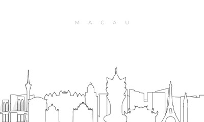 Outline Macau skyline. Trendy template with Macau buildings and landmarks in line style. Stock vector design.
