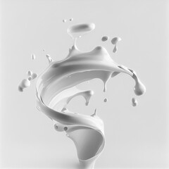 Liquid white paint splash on white background